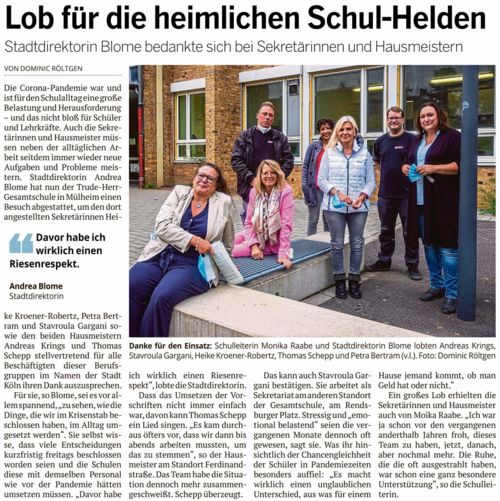 Lob für die heimlichen Schulhelden - Trude-Herr-Gesamtschule Köln-Mülheim - THG