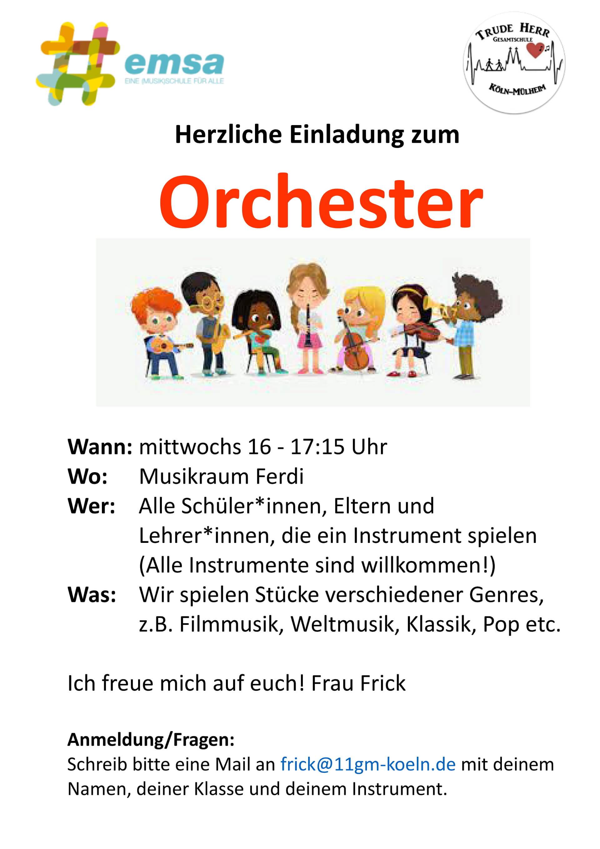Einladung Orchester 2021 - Trude-Herr-Gesamtschule Köln-Mülheim - THG