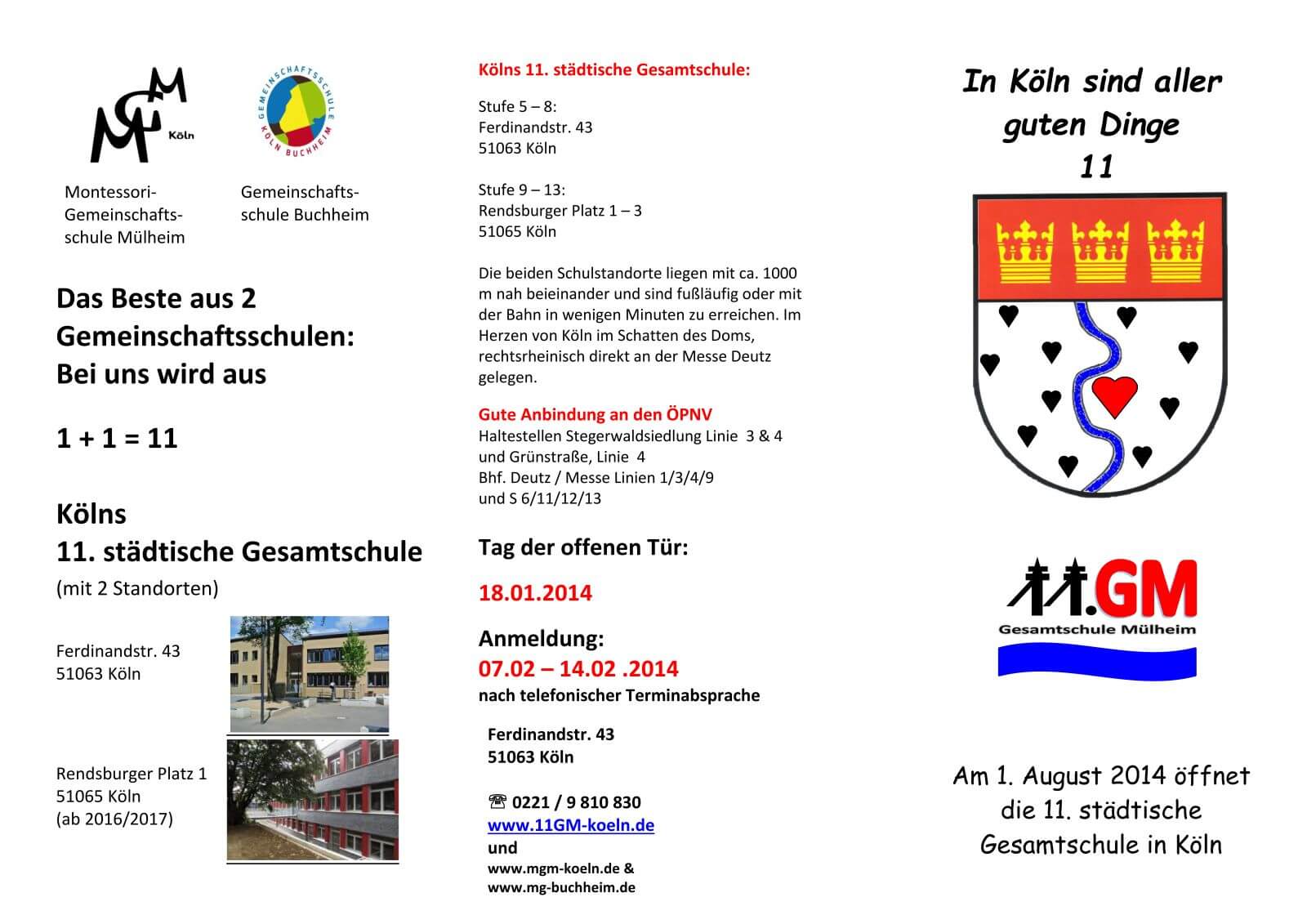 Flyer der 11. Gesamtschule Köln-Mülheim 2013 - Trude-Herr-Gesamtschule Köln-Mülheim - THG