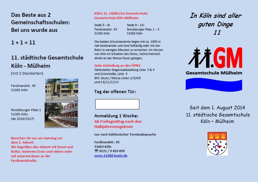 Flyer der 11. Gesamtschule Köln-Mülheim 2014 - Trude-Herr-Gesamtschule Köln-Mülheim - THG