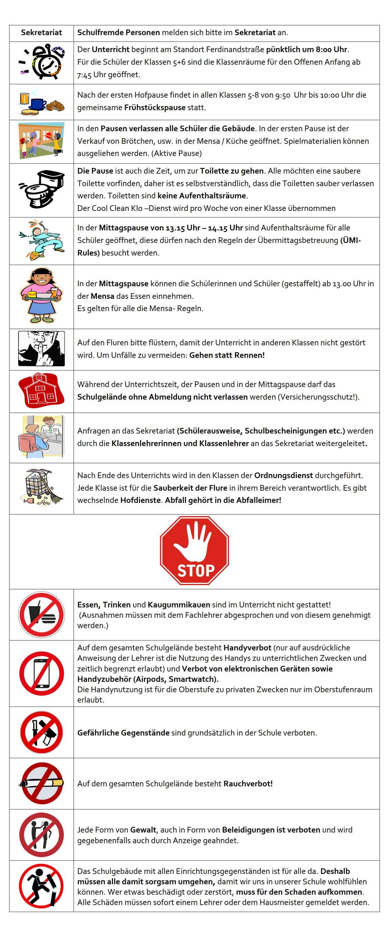 Regeln an der Trude-Herr-Gesamtschule Köln-Mülheim - THG